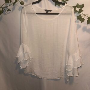 Zac & Rachel White Ruffle Sleeve Blouse
